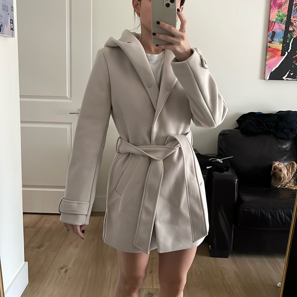 River Island light beige belted coat